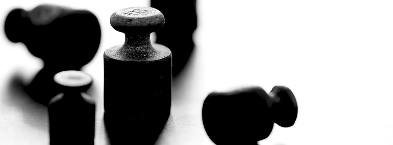 Close up of weights for a scale